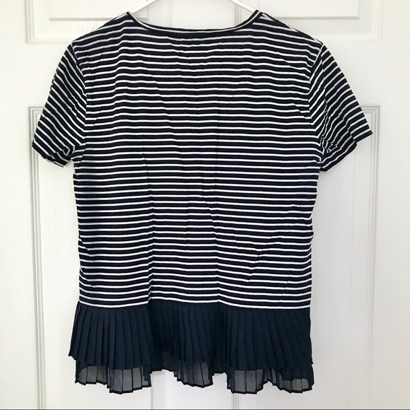 J.Crew Pleated chiffon-hem striped T-shirt - Picture 4 of 7
